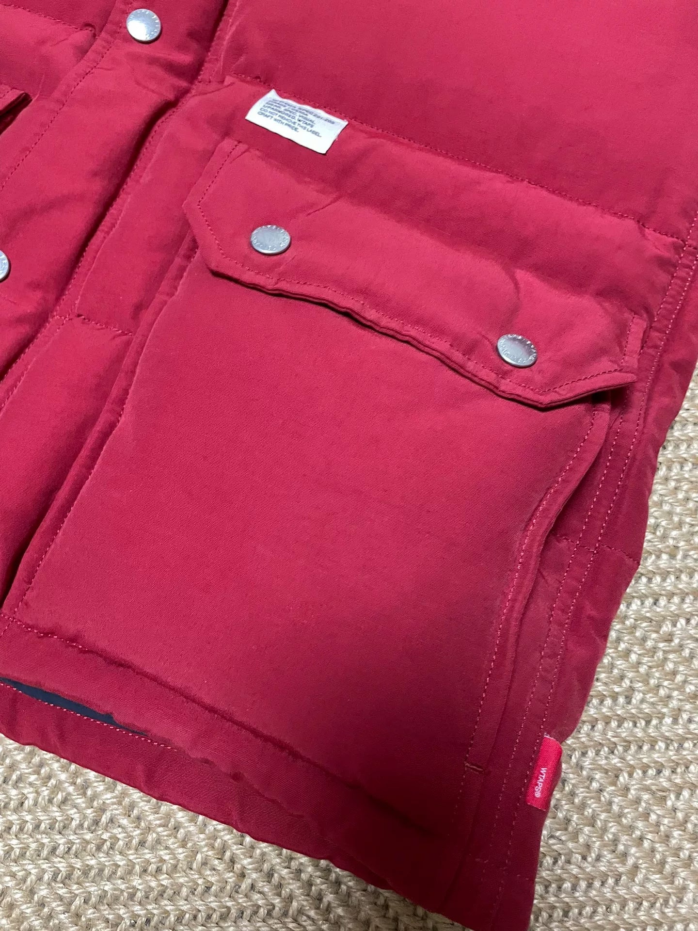 WTAPS Red Down Jacket with Removable Hood