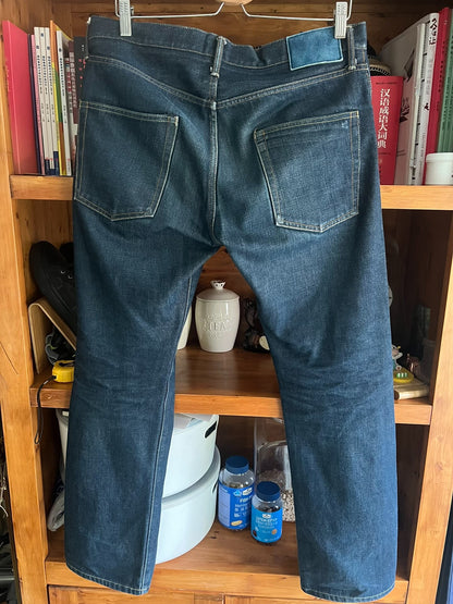 visvim red ear raw denim straight jeans