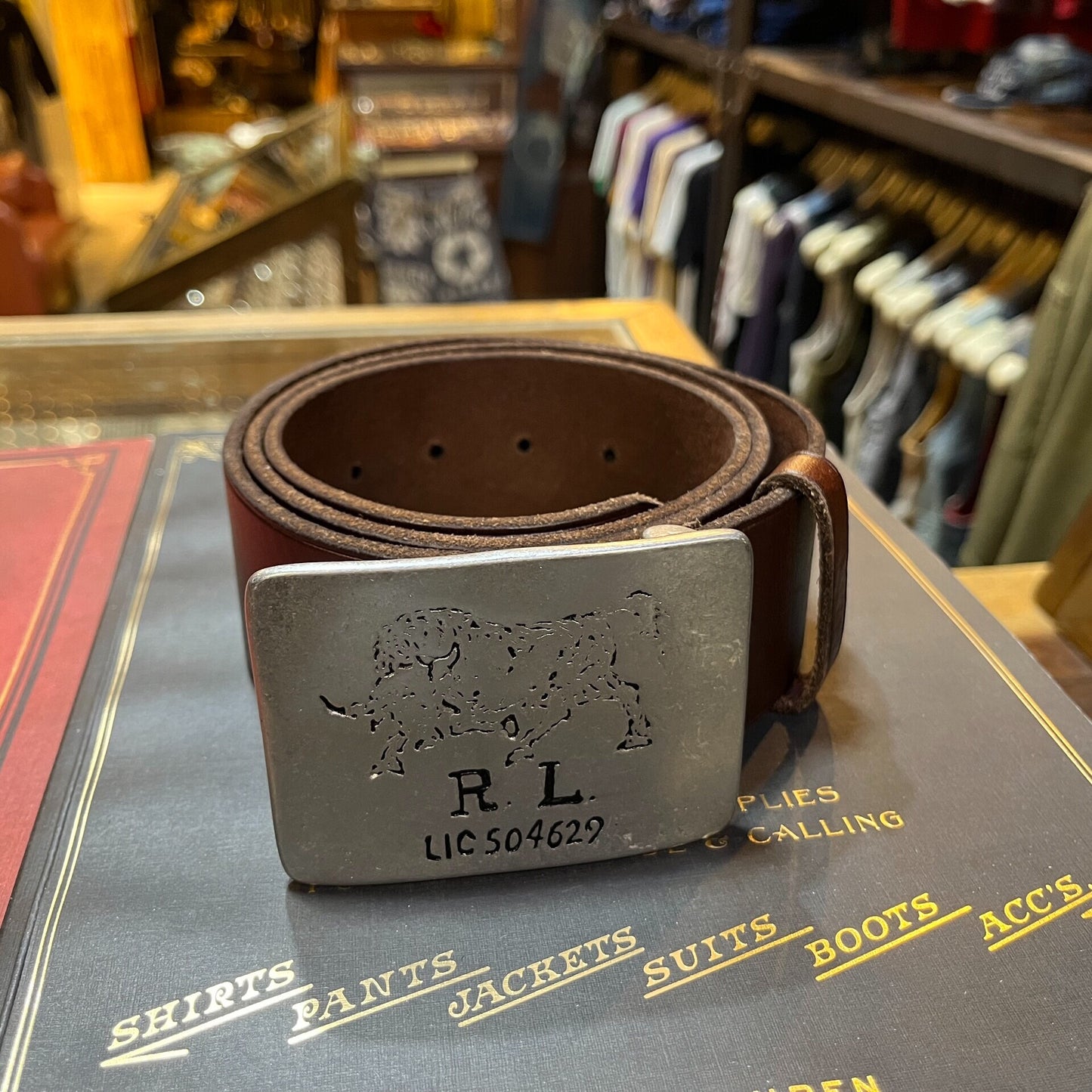 double rl ralph lauren leather belt