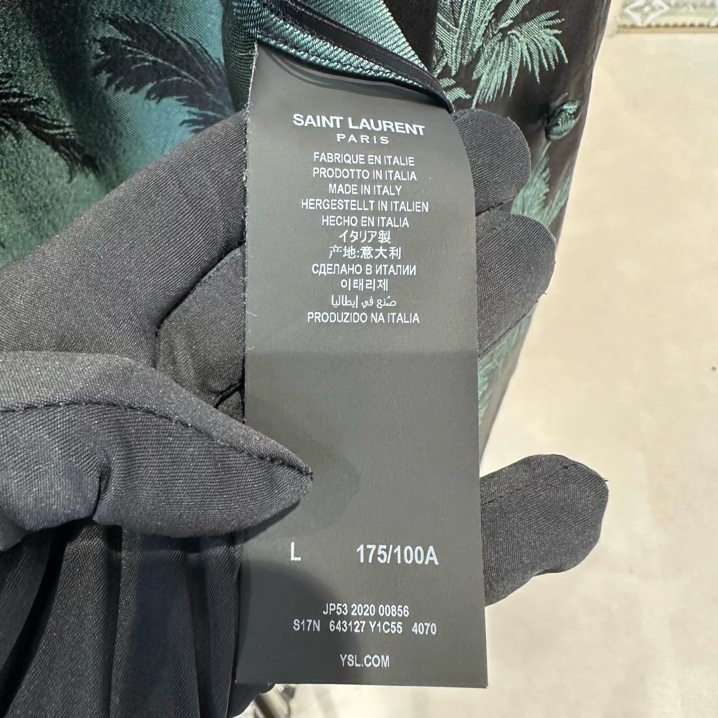YSL Saint Laurent SS21 Palm Satin Shirt