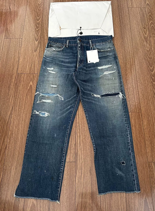 visvim journeyman pants tacked crash denim