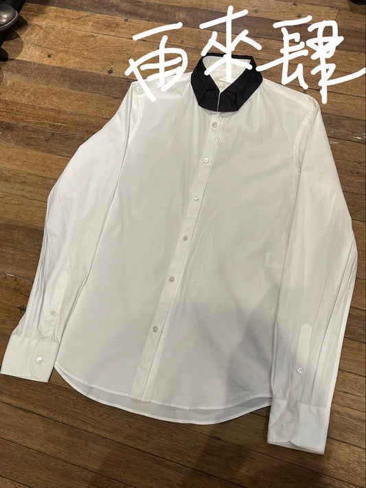 elegant tie-collar white shirt by alexander mcqueen