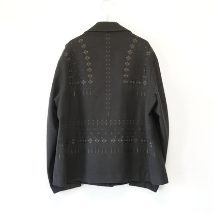Yohji Yamamoto Black Embroidered Wool Jacket