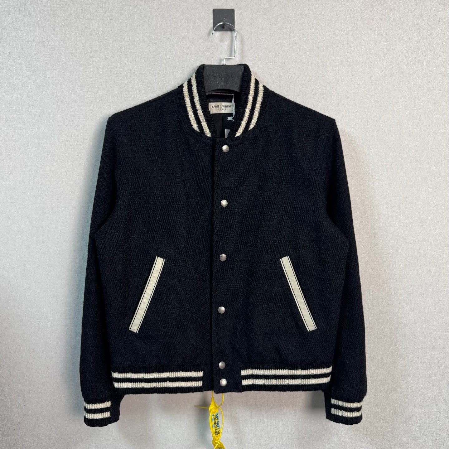 Saint Laurent Black White Trim Baseball Jacket