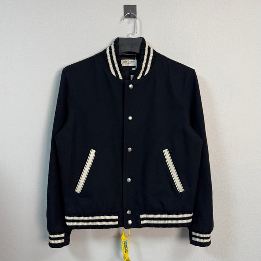 Saint Laurent Black White Trim Baseball Jacket
