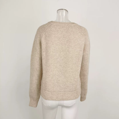 Saint Laurent Beige Ribbed Crew Neck Sweater