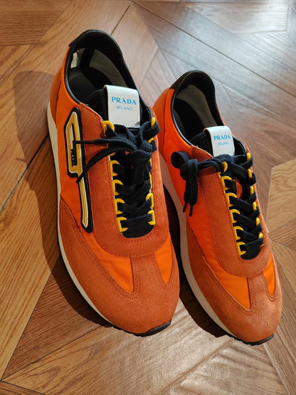 PRADA Orange Suede Sneakers for Sale