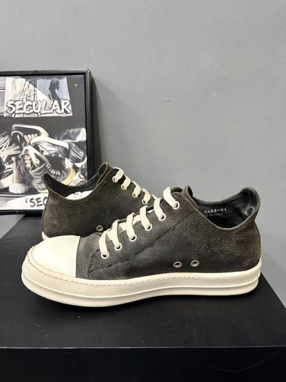 Rick Owens Low-Top Gray Leather Sneakers