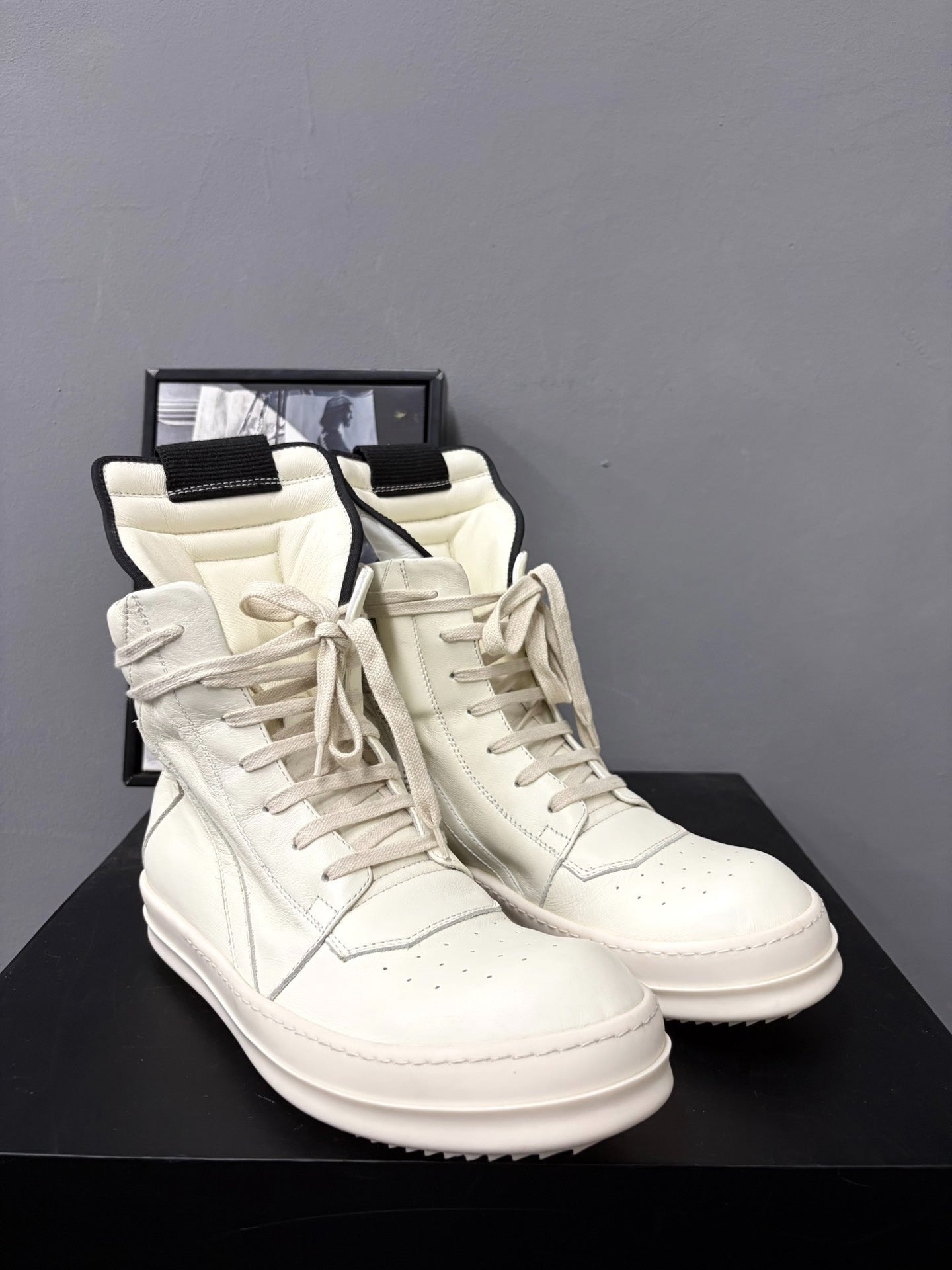 Rick Owens Geobasket White Leather High-Top