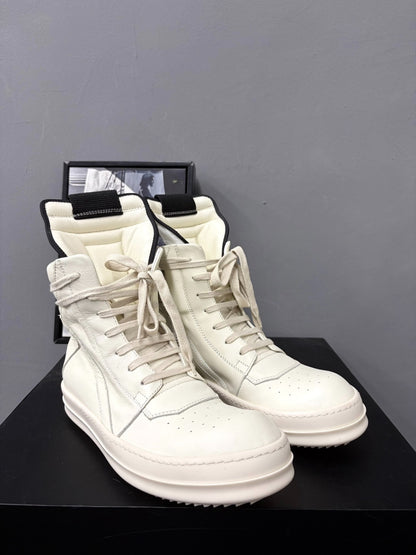 Rick Owens Geobasket White Leather High-Top