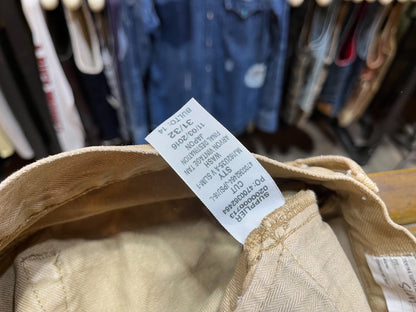 rrl distressed beige denim pants by Ralph Lauren