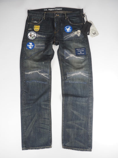 limited edition blue patch jeans