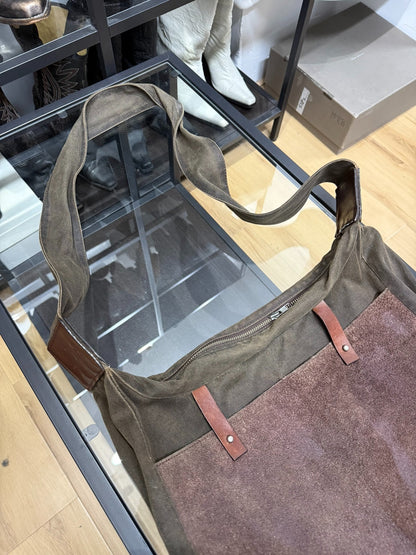 Yohji Yamamoto Suede Distressed Messenger Bag
