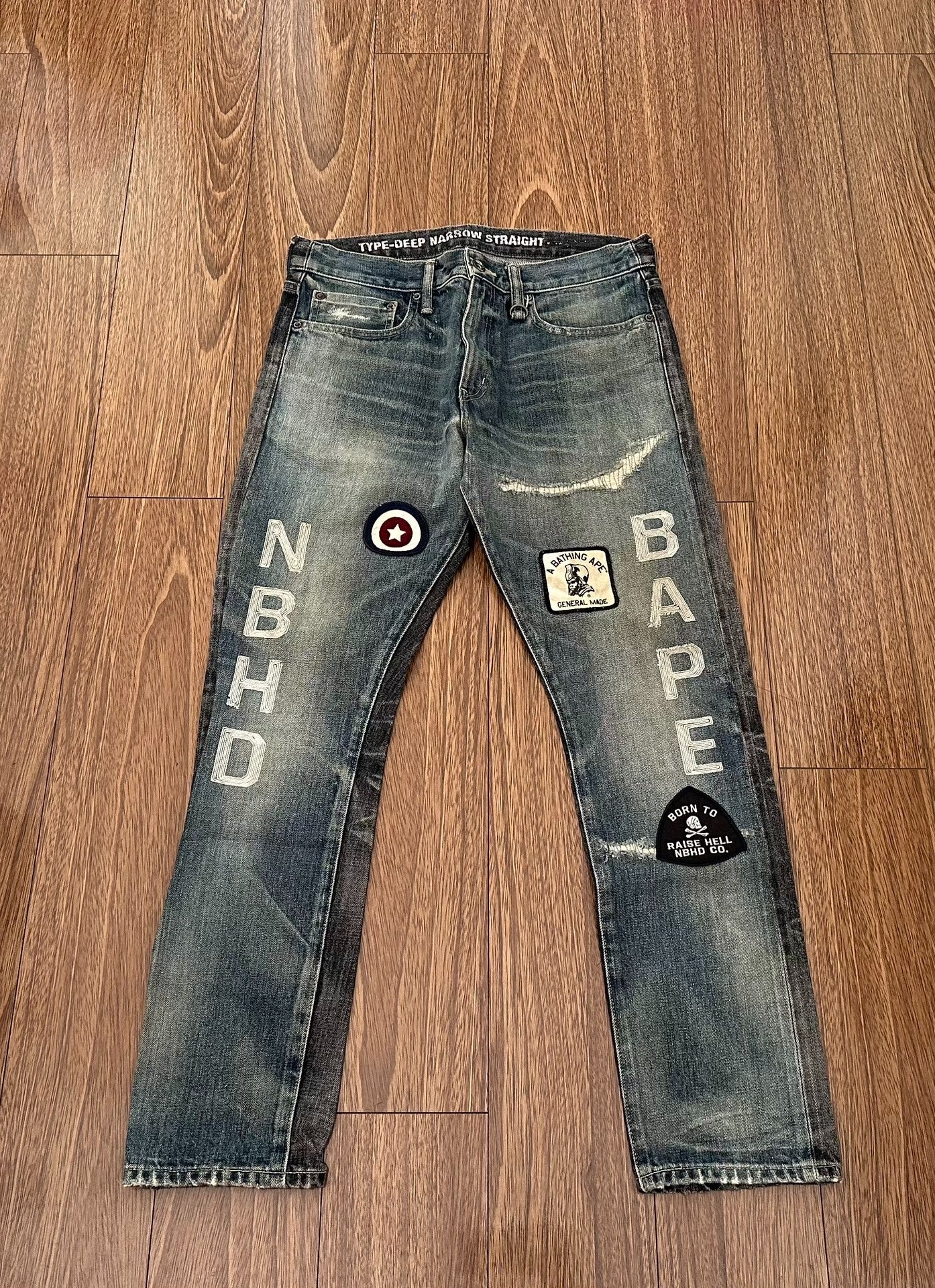 bape savage narrow 14oz denim pants