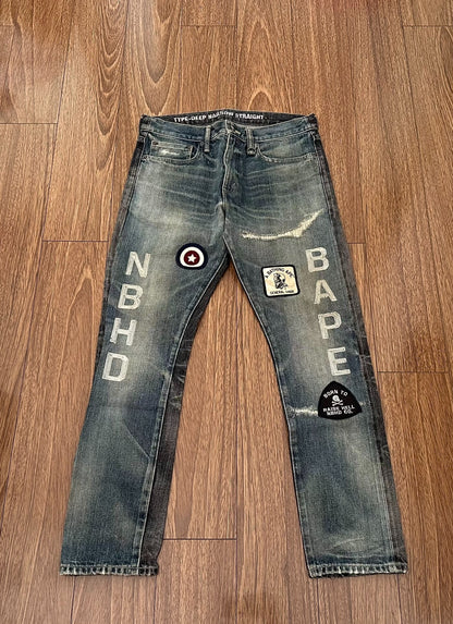 bape savage narrow 14oz denim pants