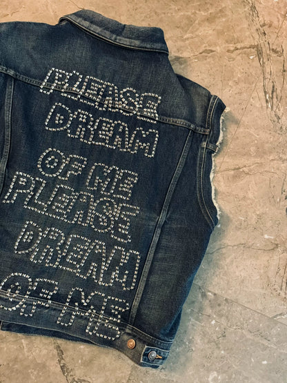 Celine Denim Vest with Studded Text
