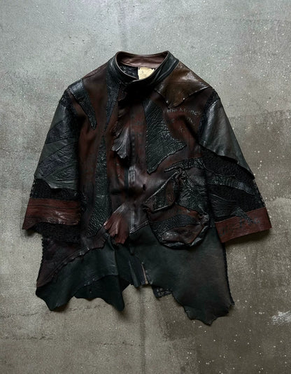 vintage patchwork leather jacket