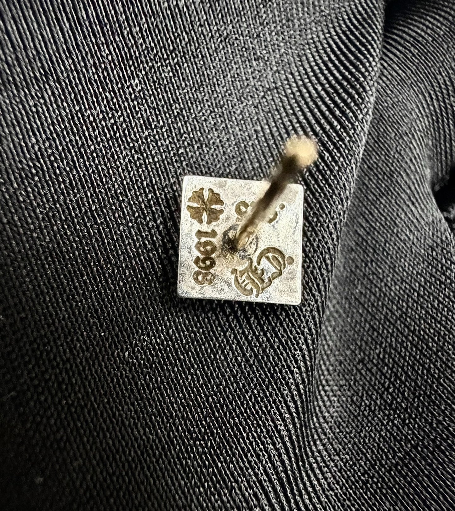 Chrome Hearts Square Cross White Diamond Earrings