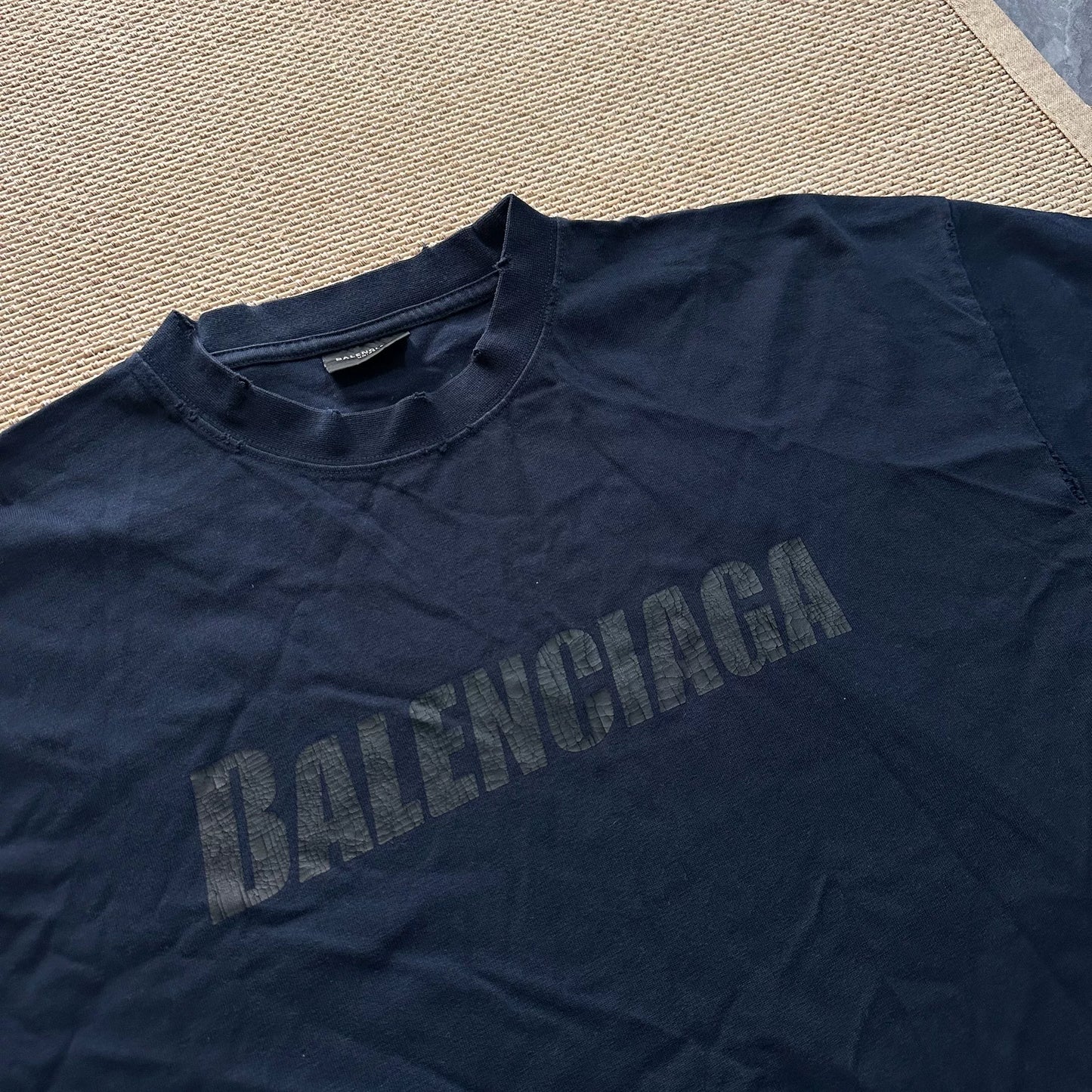 Balenciaga Distressed Blue Short Sleeve Tee