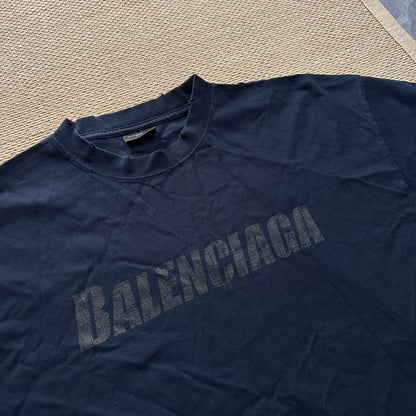 Balenciaga Distressed Blue Short Sleeve Tee