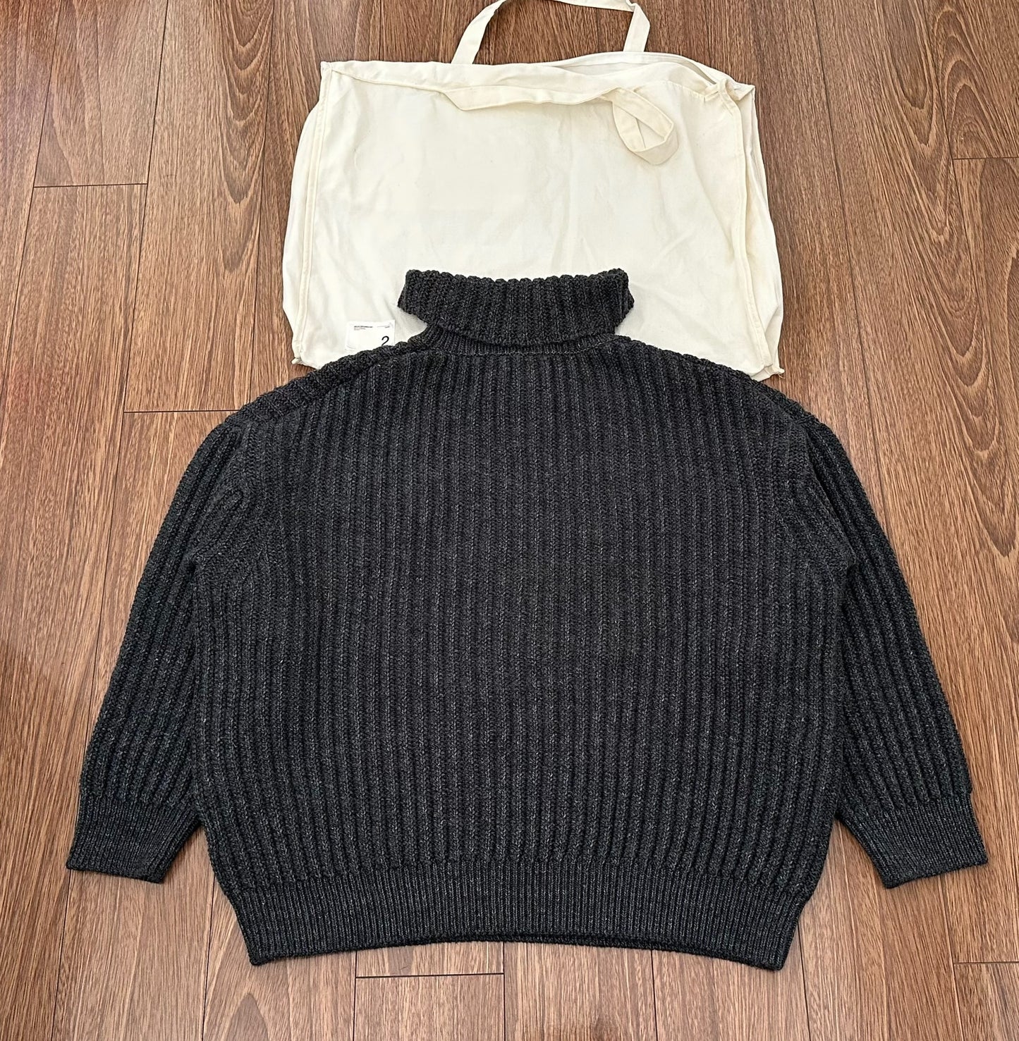 visvim amplus turtleneck knit sweater in charcoal