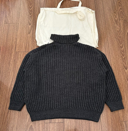 visvim amplus turtleneck knit sweater in charcoal