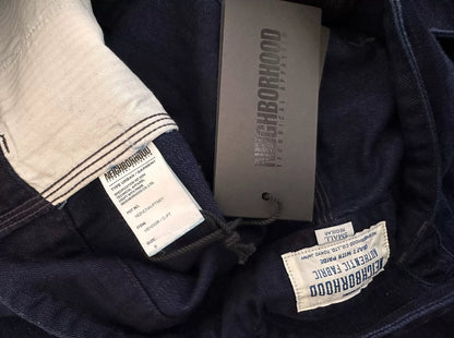 blue dye herringbone fabric overalls