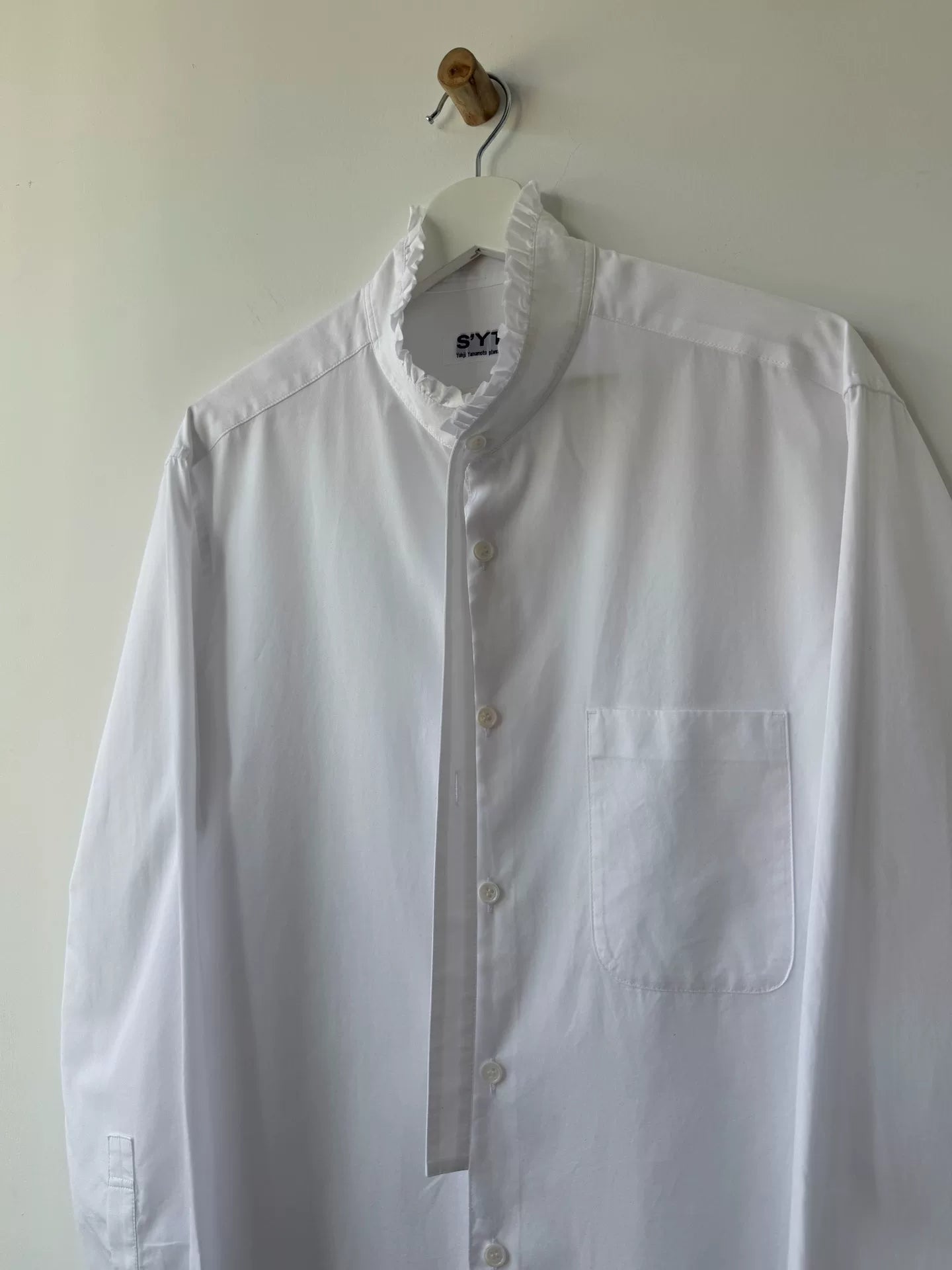 yohji yamamoto white cotton collared shirt