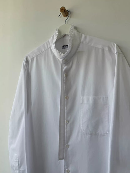 yohji yamamoto white cotton collared shirt