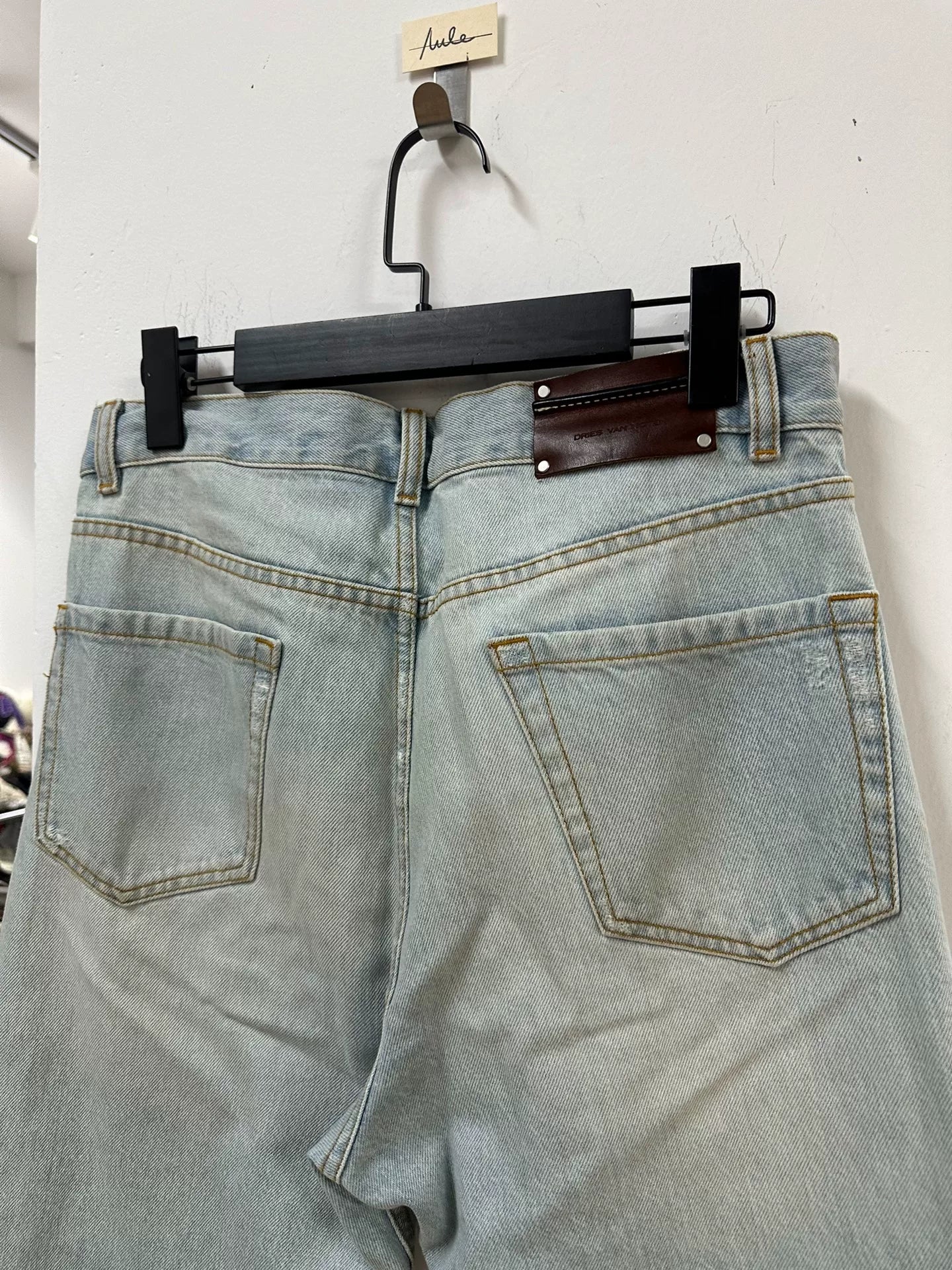 drapes van noten water-washed denim pants