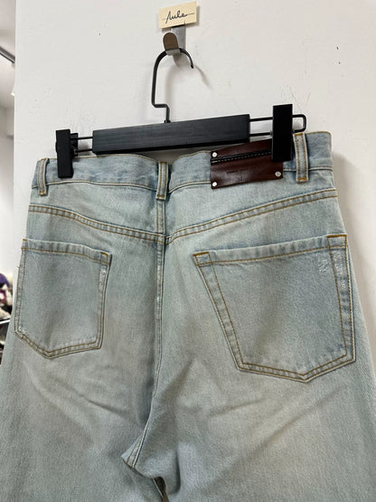 drapes van noten water-washed denim pants