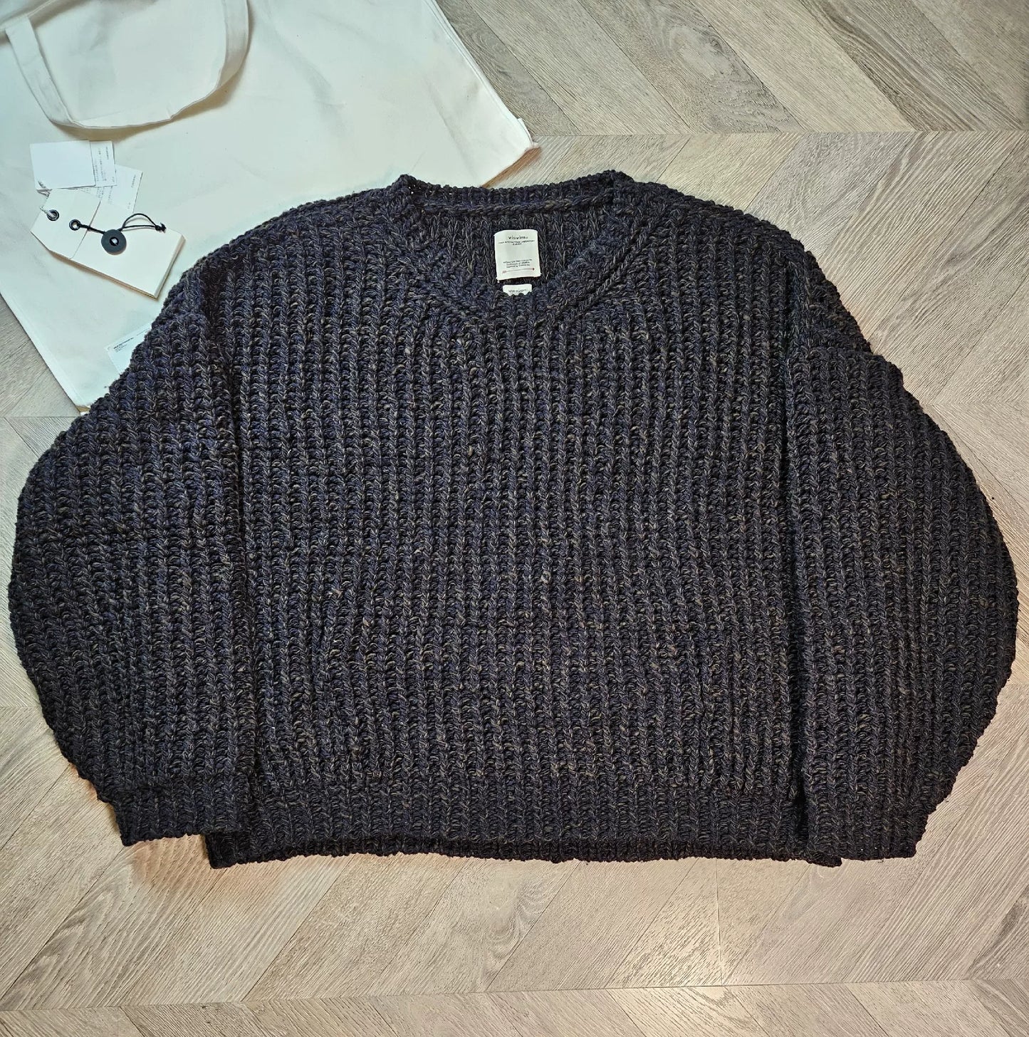 visvim hand-knit crew sweater in unique dye
