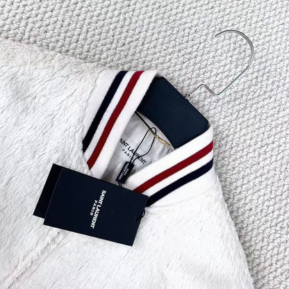 Saint Laurent White Fuzzy Bomber Jacket