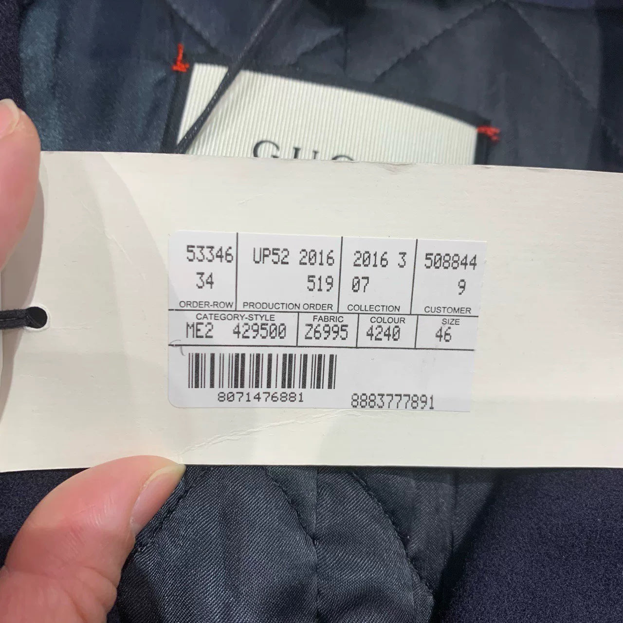 navy double-breasted wool coat by Gucci