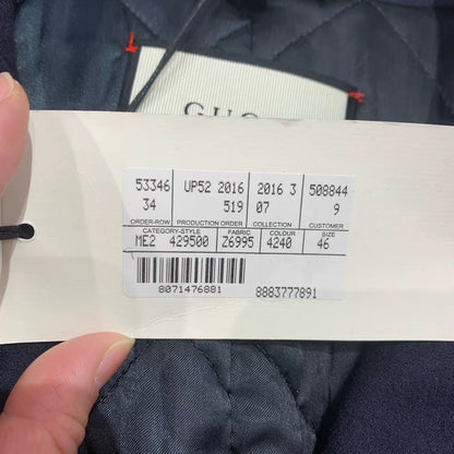 navy double-breasted wool coat by Gucci