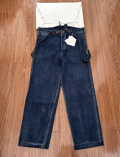 visvim ss camus braces pants in dry denim