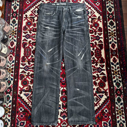 neighborhood nbhd faded denim pants mid size