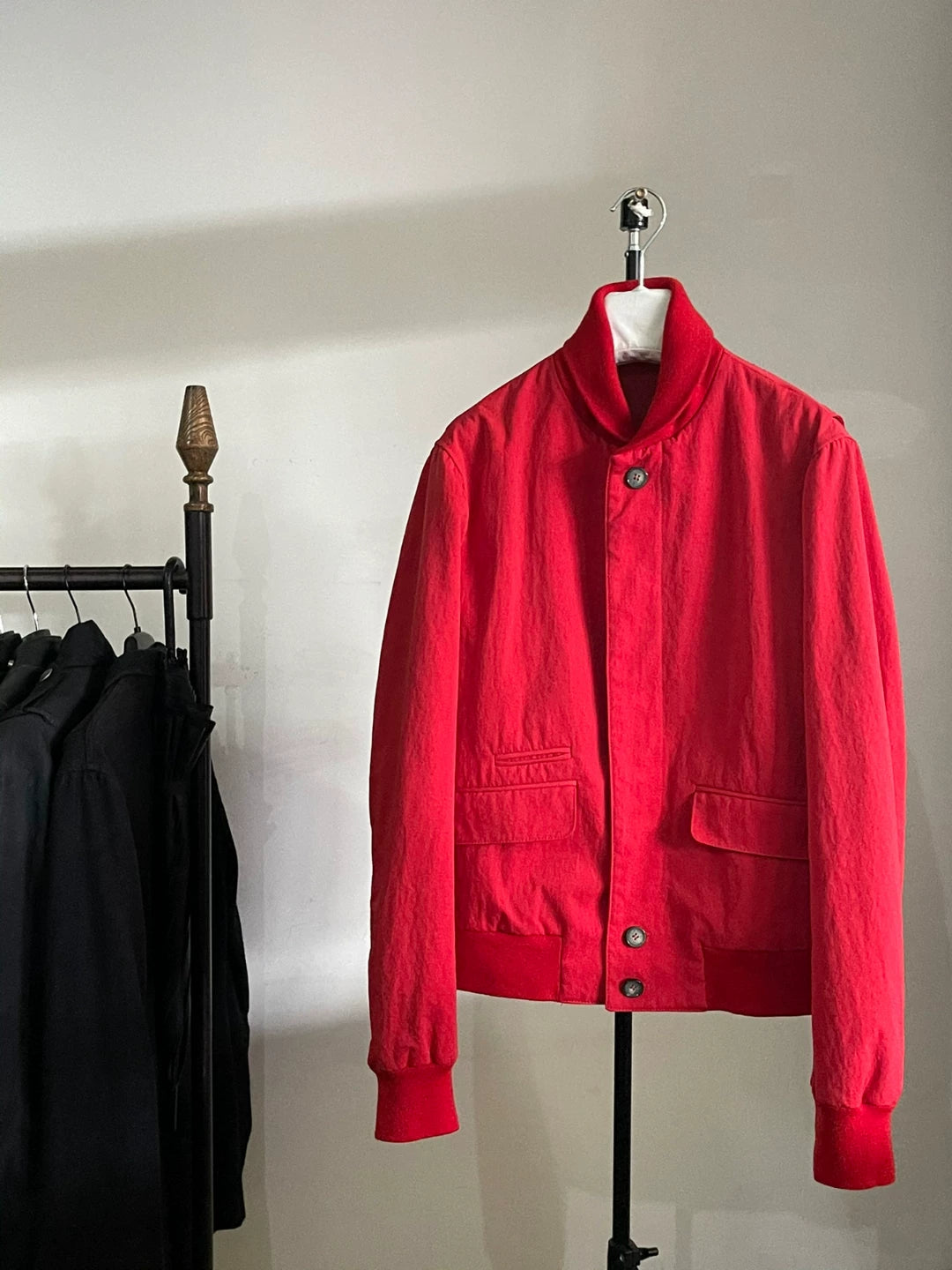 alexander mcqueen red varsity bomber jacket