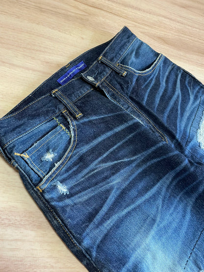 denim by vanquish distressed cropped jeans