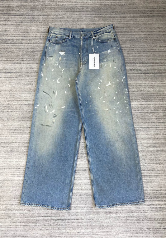 Acne Studios Blue Ink Splash Baggy Jeans