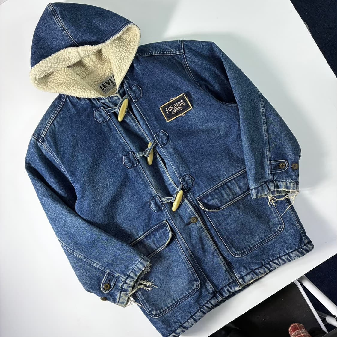 Levi's Vintage Distressed Denim Wool Coat