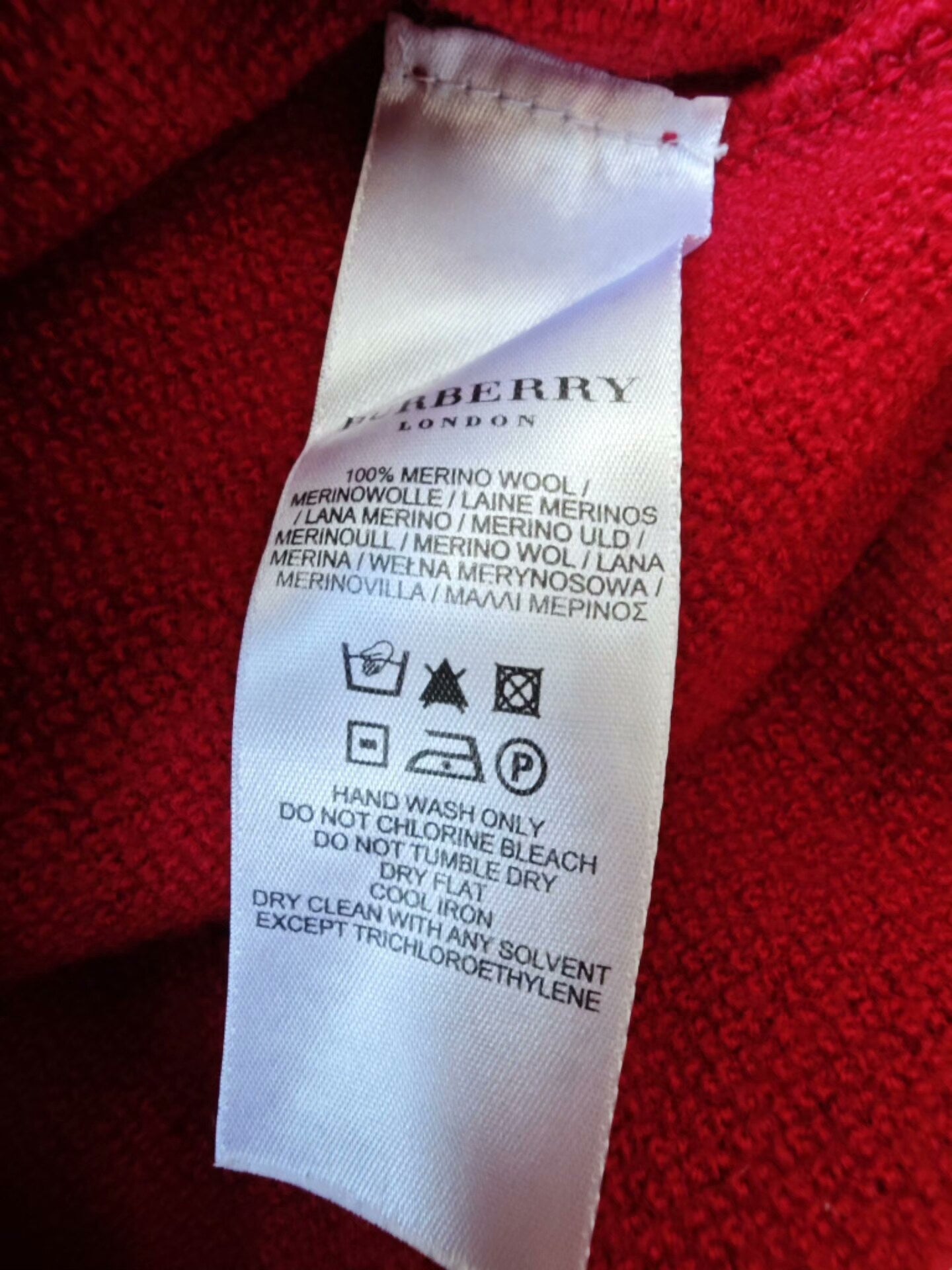 Burberry Red Military Style Wool Sweater