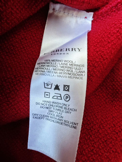 Burberry Red Military Style Wool Sweater