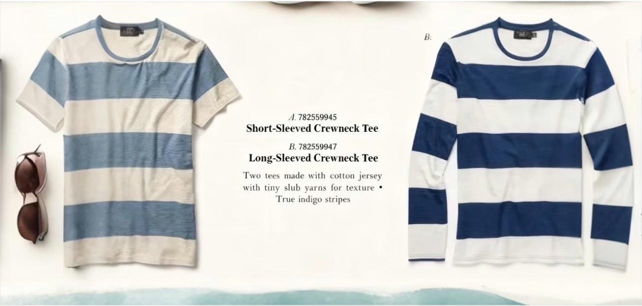 RRL Indigo Wide Stripe T-Shirt