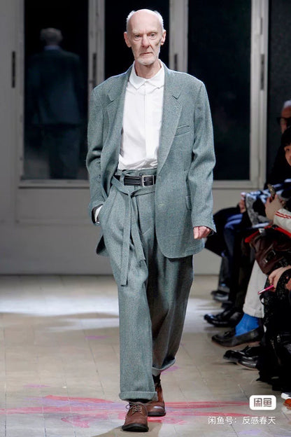 yohji yamamoto black lace-up jacket