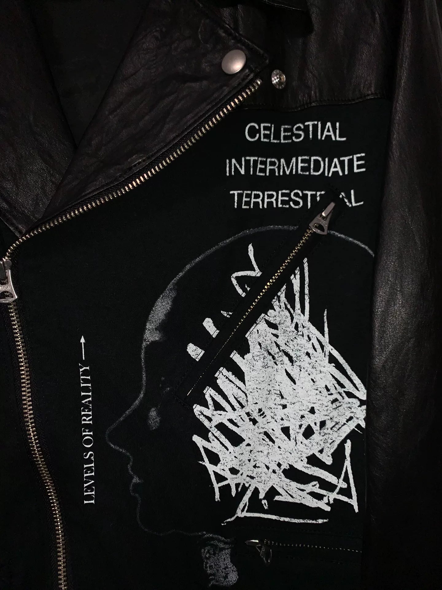 undercovrr Printed Motorcycle Leather Jacket