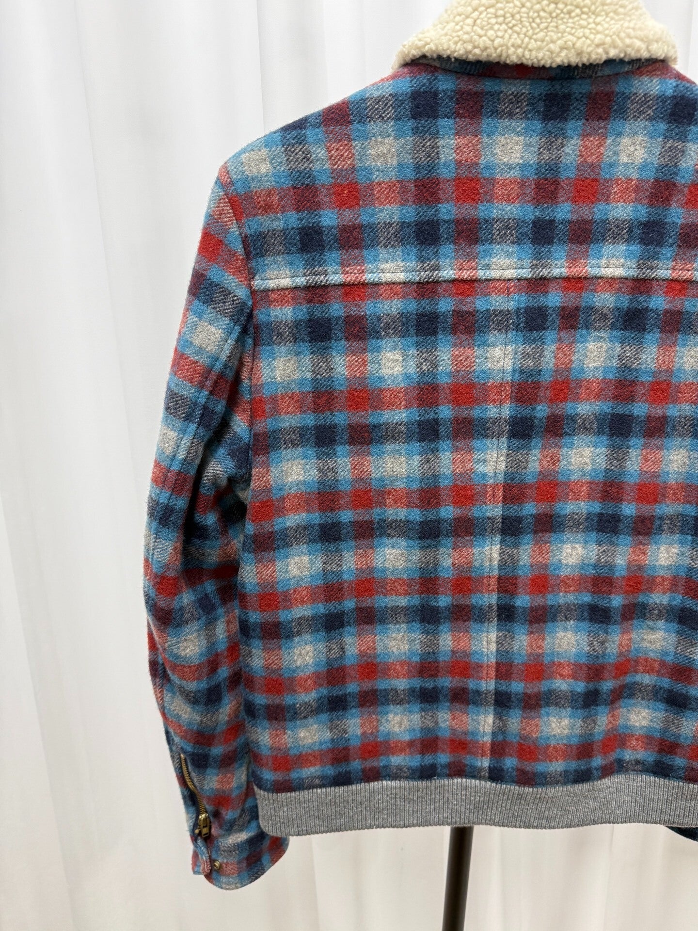 Undercover Checked Shearling Collar Jacket