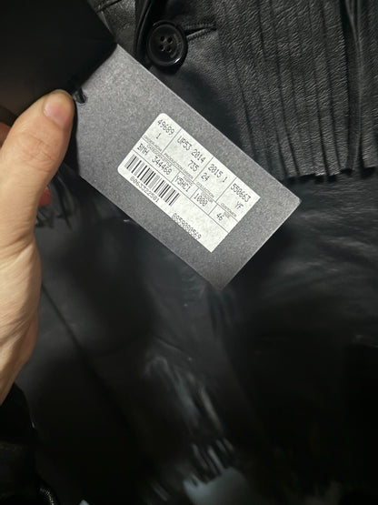 saint laurent black leather fringe jacket