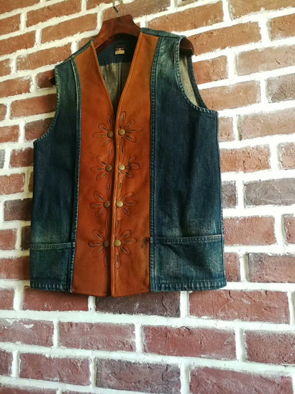 Kapital Western Leather-Trimmed Vest
