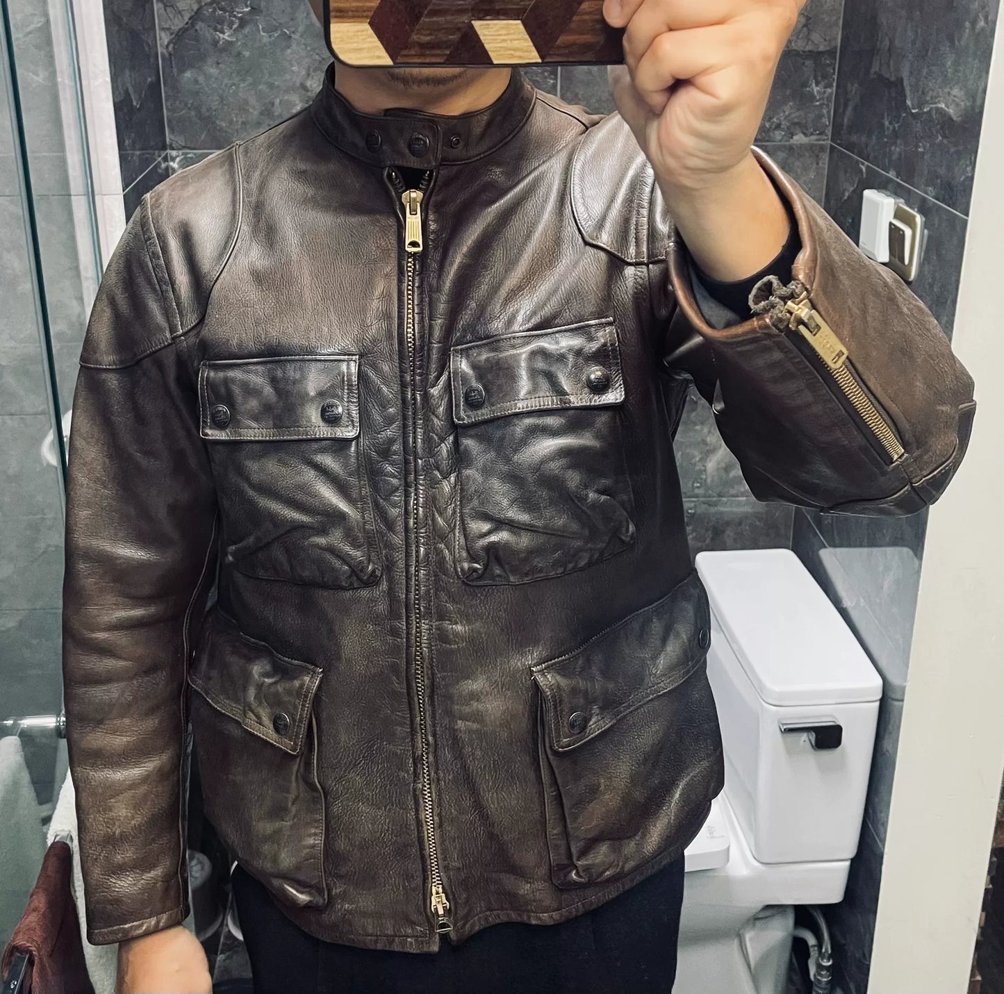 RRL Heavy Leather Hunting Jacket